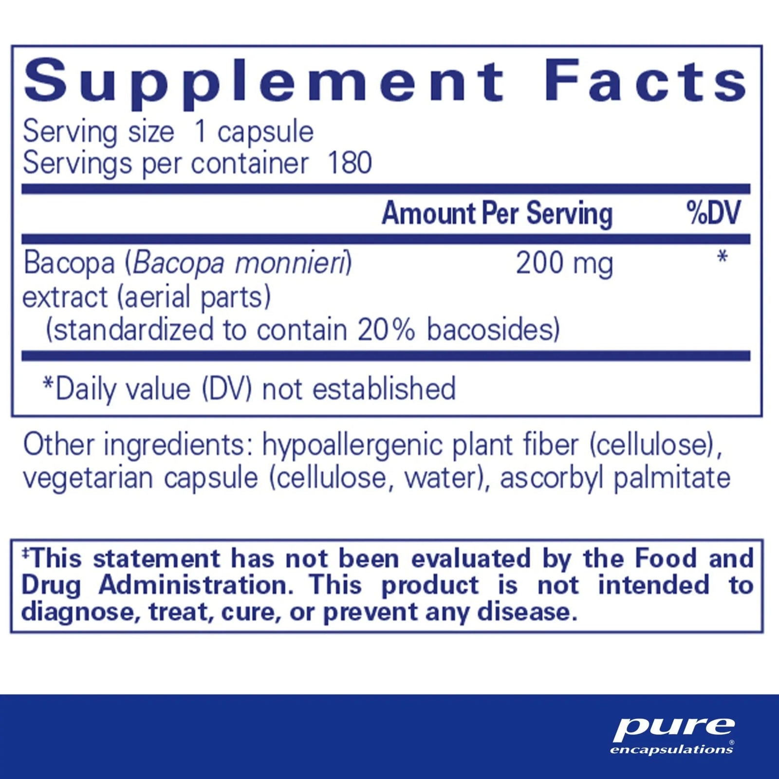 Bacopa monnieri 180's - ROCK RIDGE PHARMACY