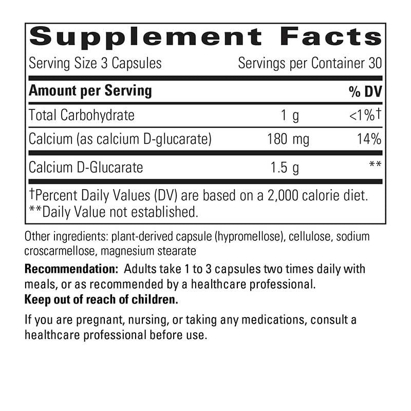 Calcium D-Glucarate - Melcon's Pharmacy