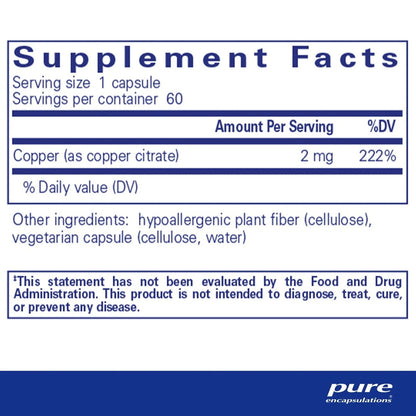 Copper (citrate) 60's - ROCK RIDGE PHARMACY