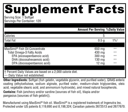 Omega MonoPure® 650 EC – High-Absorption Fish Oil for Heart, Brain, and Metabolic Support
