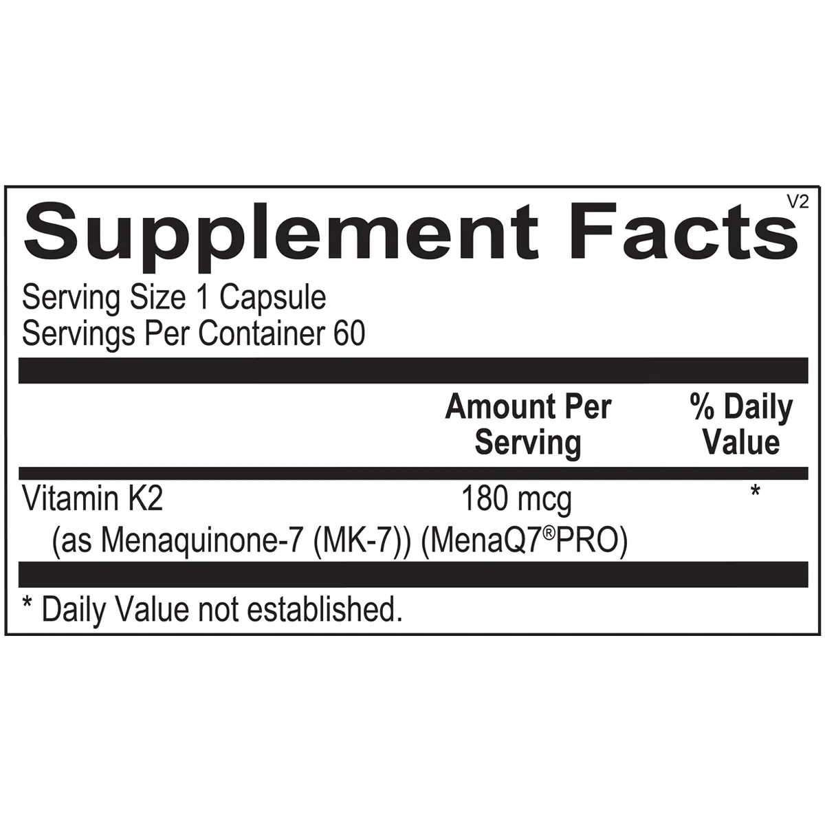 Vitamin K2 180 mcg - Melcon's Pharmacy