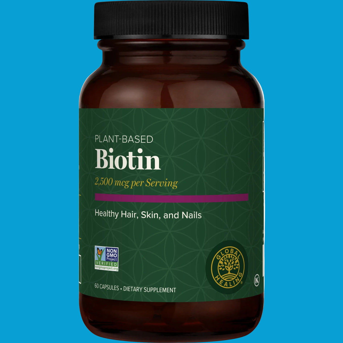 Biotin by Global Healing – Biotin 2,500 mcg Plant-Based Vitamin B7 | Melcon's Pharmacy