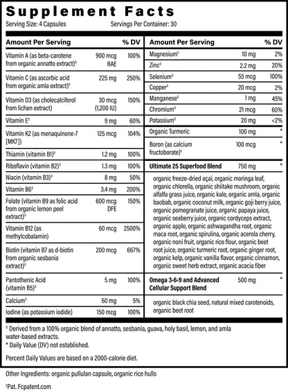 Multivitamin with Minerals by Global Healing – Whole-Food Multivitamin, D3, K2 & B12 | Melcon's Pharmacy (image 2)