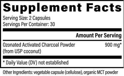 Ozonated Activated Charcoal by Global Healing – Activated Charcoal 900 mg, Coconut | Melcon's Pharmacy (image 2)