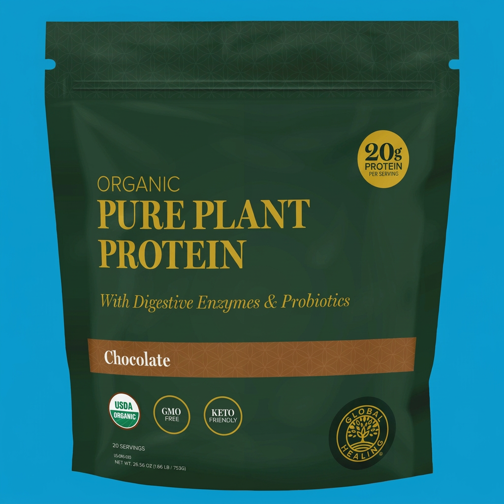 Protein Powder by Global Healing – Organic Vegan Protein Powder, 20 g | Melcon's Pharmacy